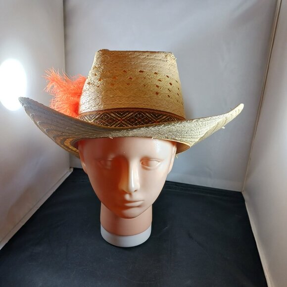 Vintage Western Straw Cowboy Hat 7 1/4 - Picture 1 of 9